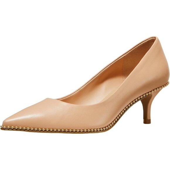 Coach Pump Shoes Women's Size 6.5 Beechwood Jackie Leather 2 1/4" kitten Heels - Picture 1 of 8